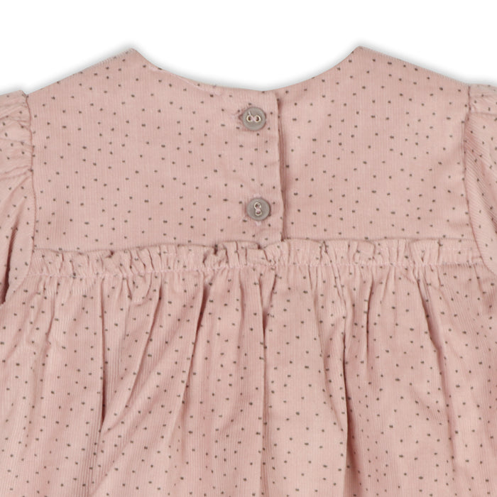 Smocked & Embroidered Corduroy Baby Dress & Fancy Bloomer Set (Organic)
