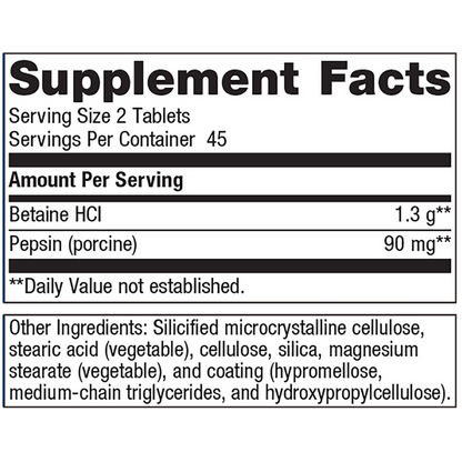 SpectraZyme Metagest (formerly Metagest) by Metagenics Ingredients Label