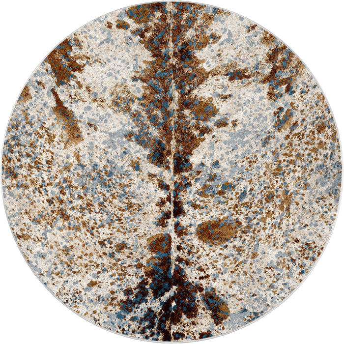Image of an area rug, Splatter Cowhide - Denim