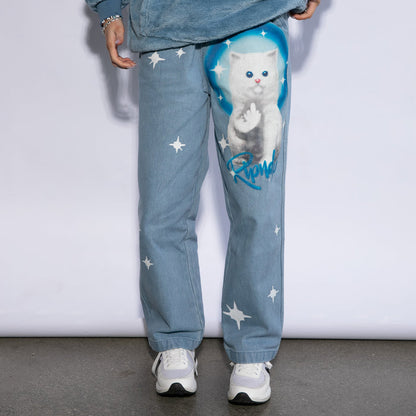 368211 Sprinkles Wide Leg Denim Pants (Medium Wash)