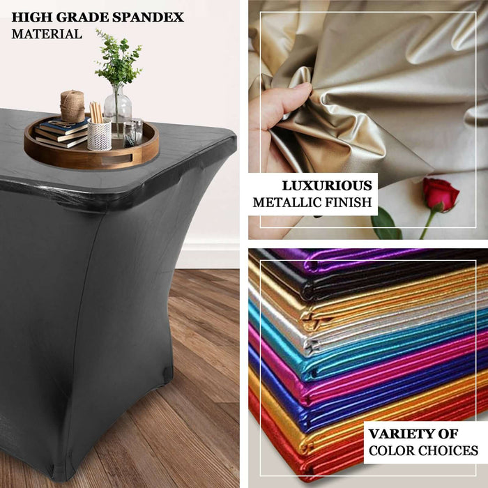 High grade spandex table cover in luxurious metallic finish and various color choices.