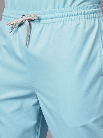 Stretchable (2Way) Men Aqua Blue Straight Scrub Pant