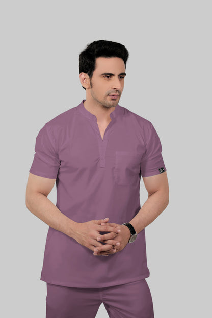 Stretchable (2Way) Men Lilac Mandarin Neck Scrub Top