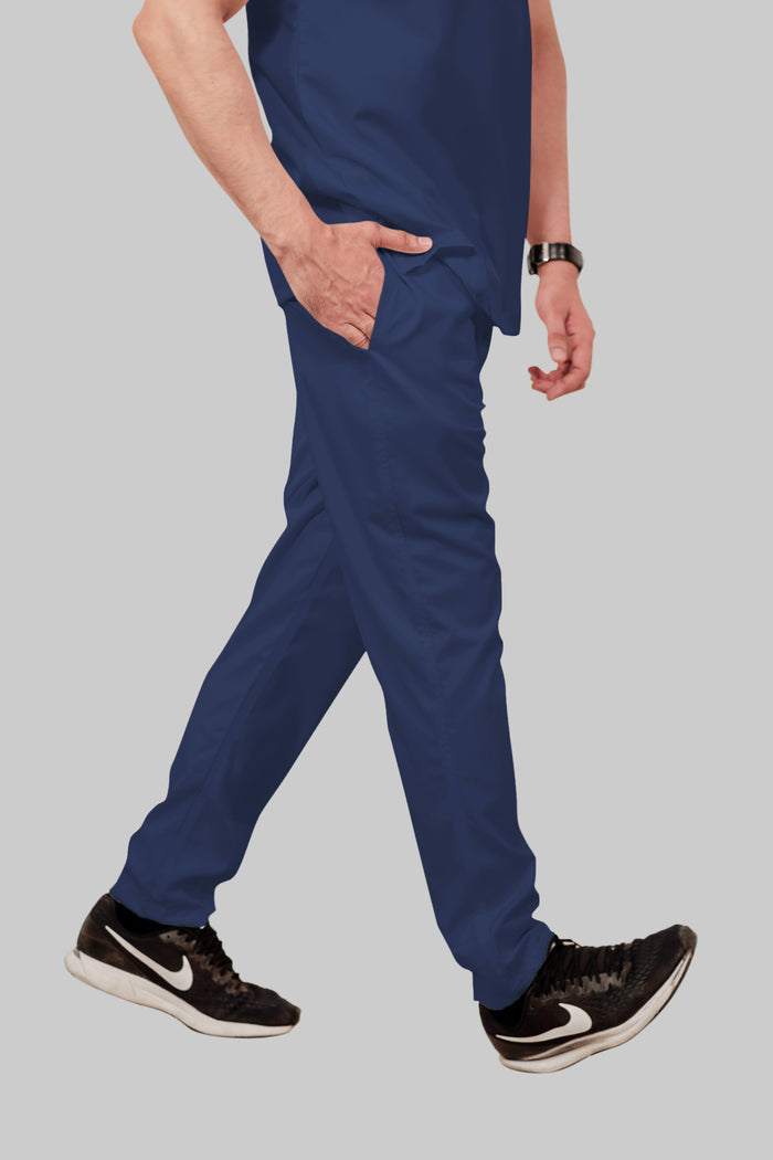 Stretchable (2Way) Men Navy Blue Straight Scrub Pant