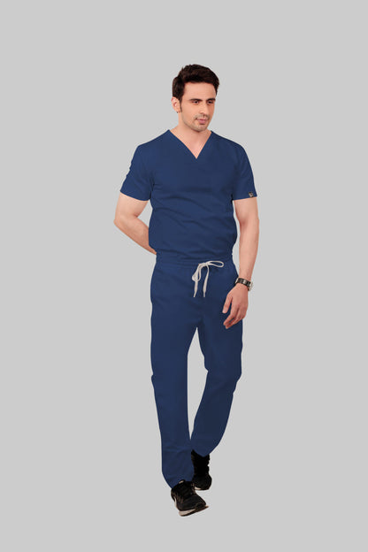 Stretchable (2Way) Men Navy Blue Straight Scrub Pant