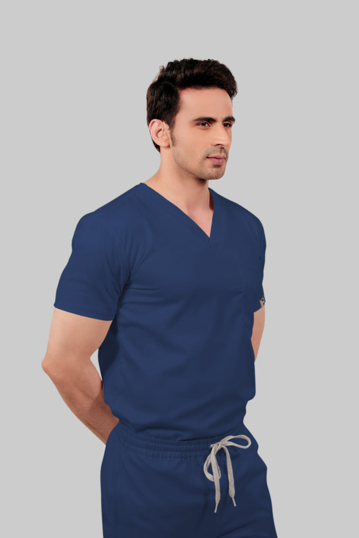 Stretchable (2Way) Men Navy Blue Straight Scrub Pant