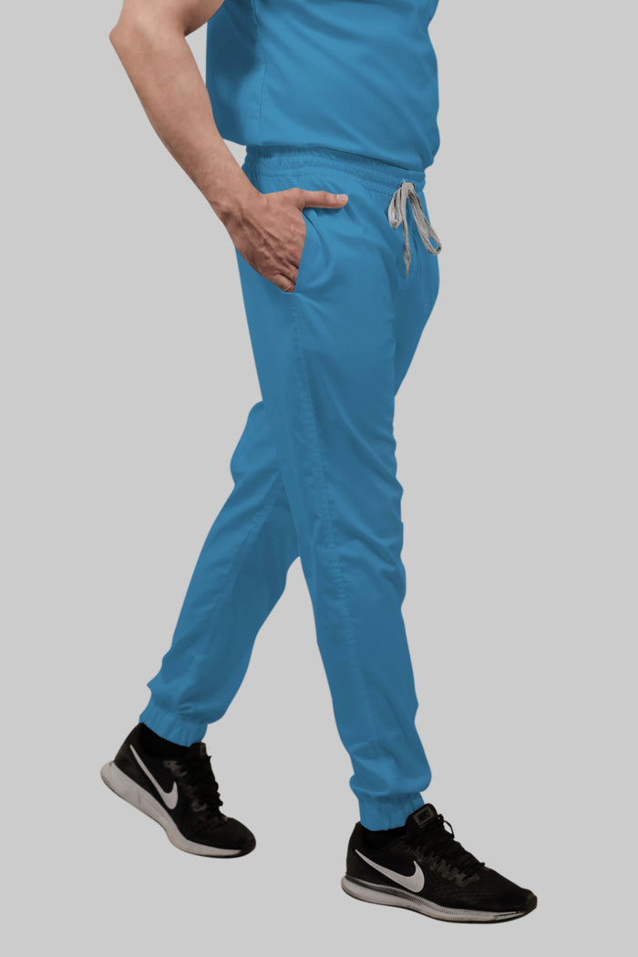 Stretchable (2Way) Men Peacock Blue Jogger