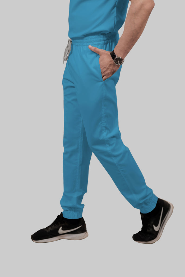 Stretchable (2Way) Men Peacock Blue Jogger