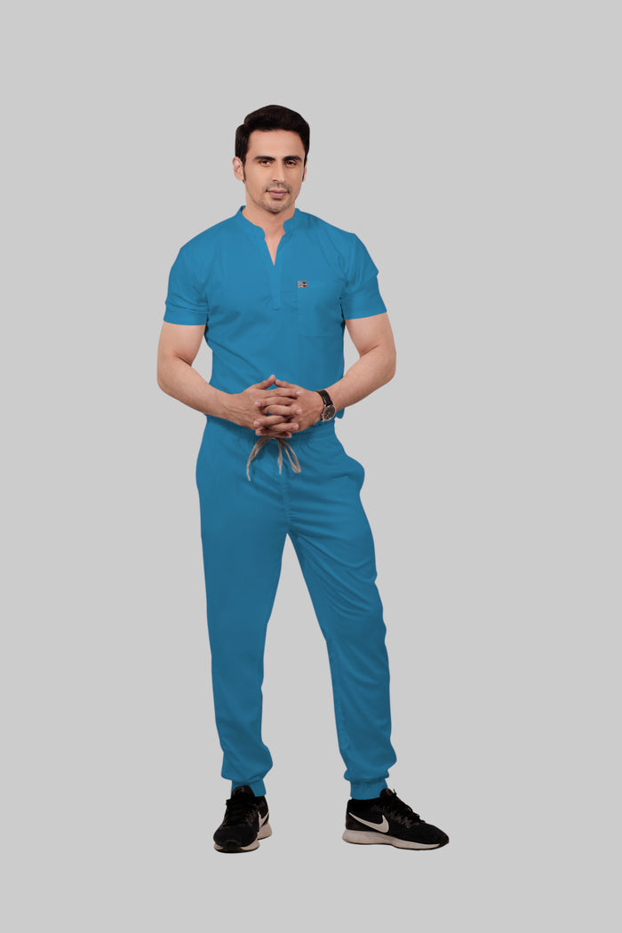Stretchable (2Way) Men Peacock Blue Jogger