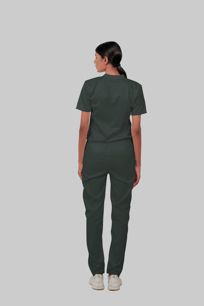 Stretchable (2Way) Women Bottle Green Straight Scrub Pant