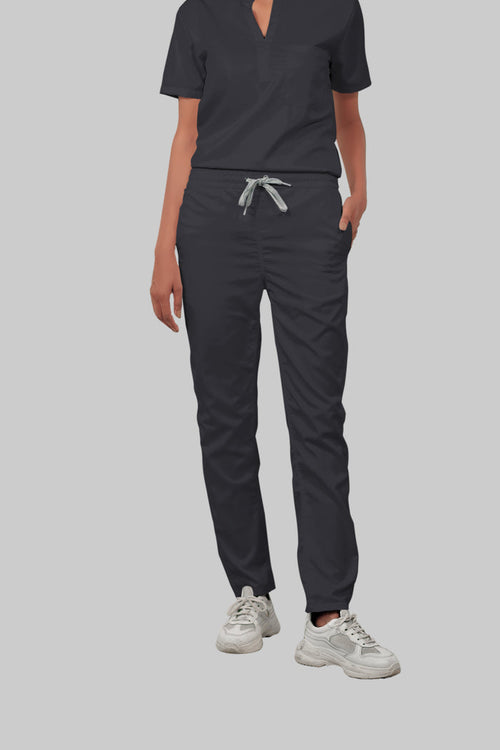 Stretchable (2way) Women Dark Gray Straight Scrub Pant