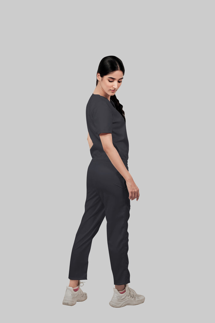 Stretchable (2way) Women Dark Gray Straight Scrub Pant