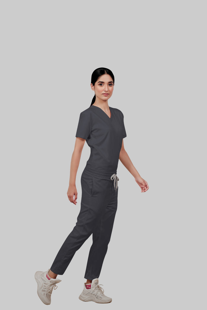 Stretchable (2way) Women Dark Gray Straight Scrub Pant