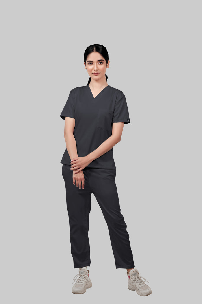 Stretchable (2way) Women Dark Gray Straight Scrub Pant