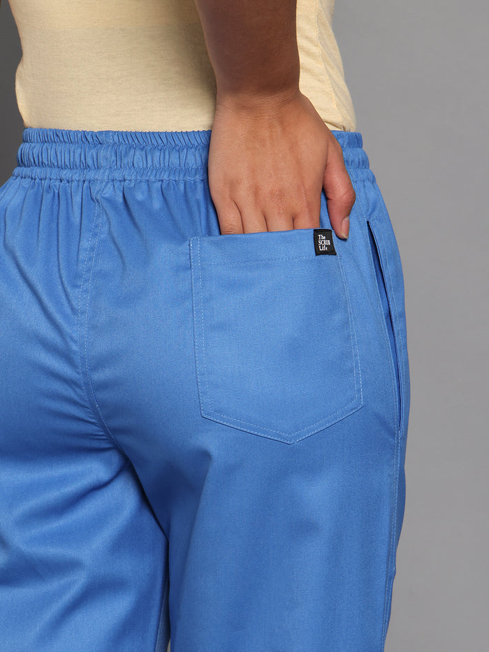 Stretchable (2Way) Women Light Blue Straight Scrub Pant
