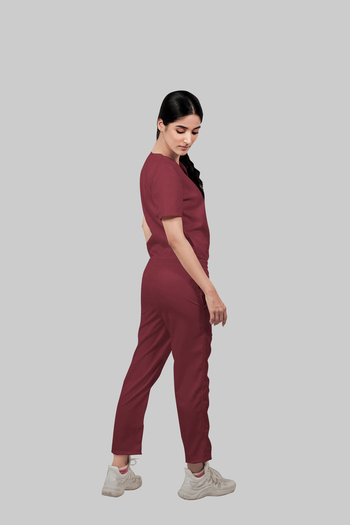 Stretchable (2Way) Women Maroon Straight Scrub Pant