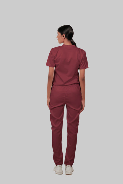 Stretchable (2Way) Women Maroon Straight Scrub Pant