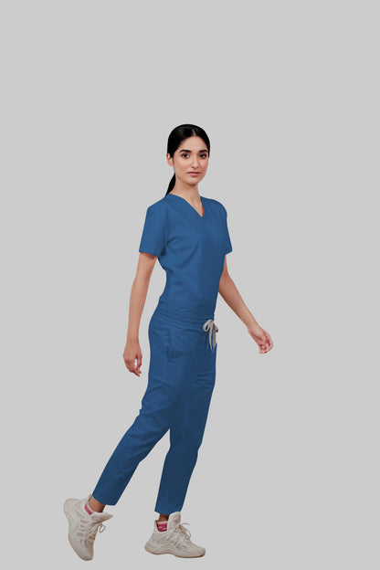 Stretchable (2Way) Women Steel Blue Straight Scrub Pant