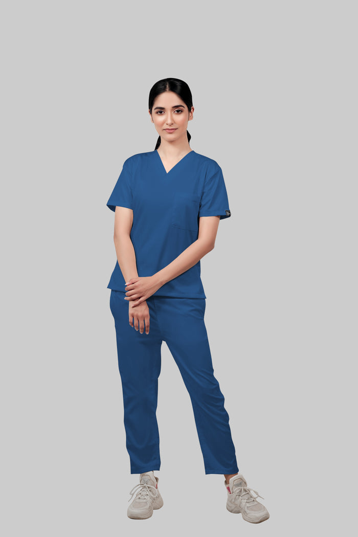 Stretchable (2Way) Women Steel Blue Straight Scrub Pant