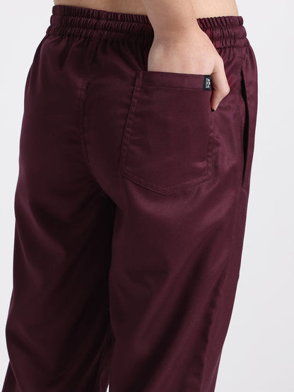 Stretchable (2Way) Women Wine Straight Scrub Pant