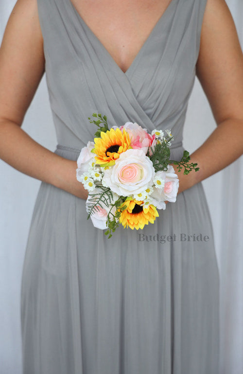 Sunflowers and Blush Custom Wedding Bouquet - $39.50 | Lago