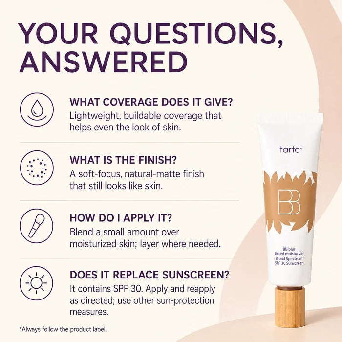 tarte BB blur tinted moisturizer SPF 30 - instantly brightens, hydrates & smooths your skin