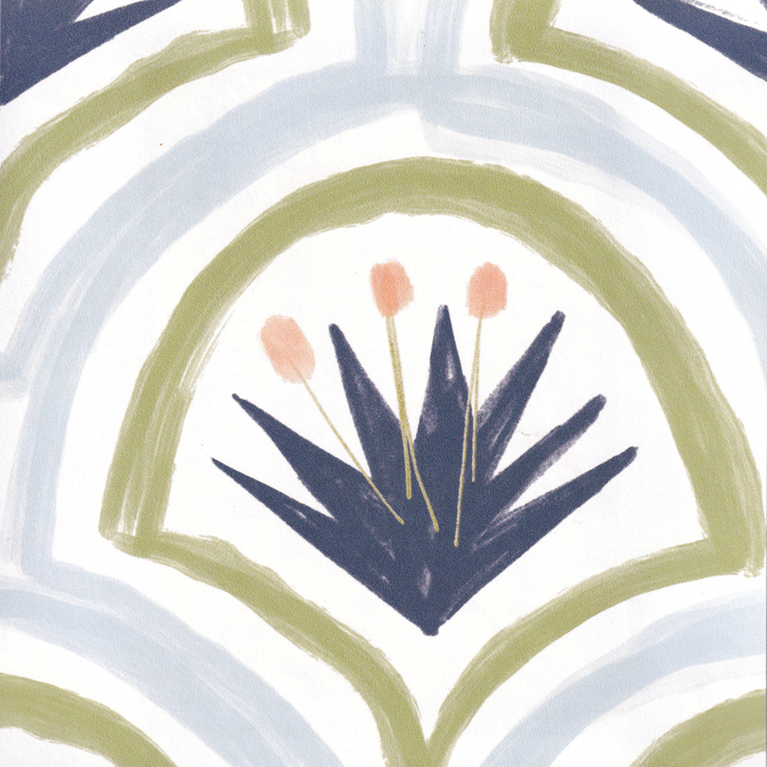 Thatcher Midnight made-to-order fabric with navy and olive floral pattern, crafted in the USA, quick quality production