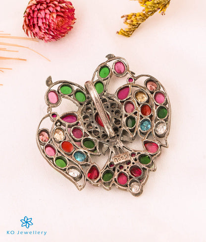 The Ekya Gandaberunda Silver Pendant (Oxidised/Navratna)