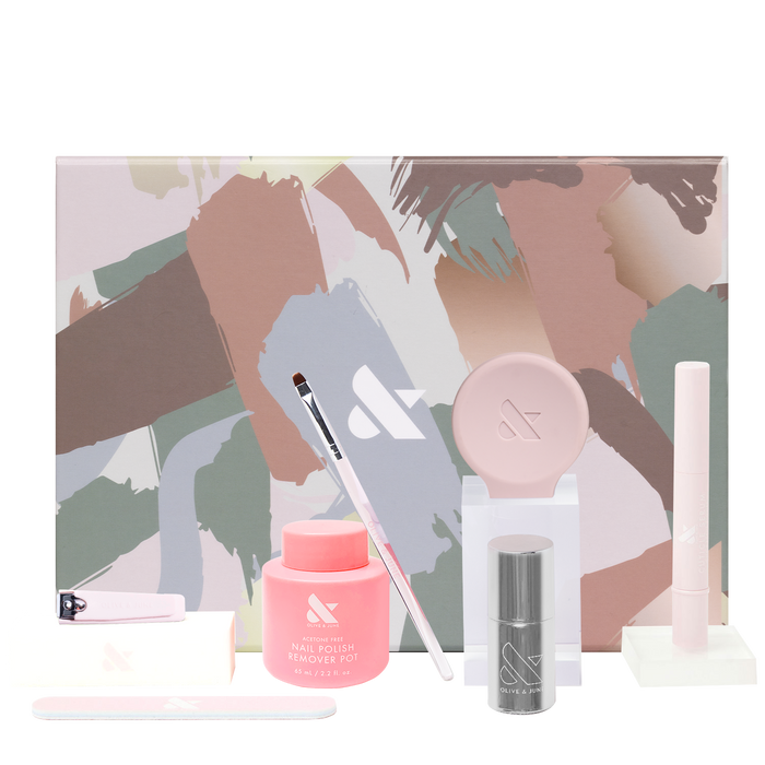 The Fall Mani System - 6 Polishes set with nail care tools including remover pot, brush, and clip for at home manicure and pedicure