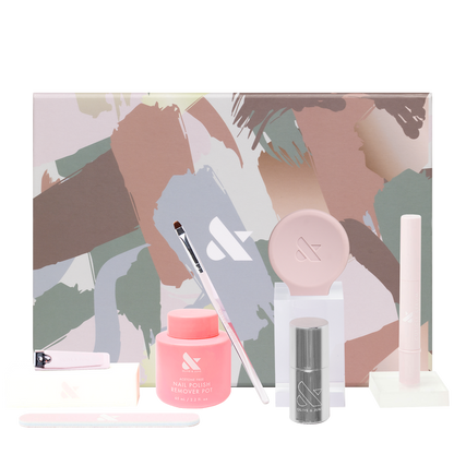 The Fall Mani System - 6 Polishes set with nail care tools including remover pot, brush, and clip for at home manicure and pedicure