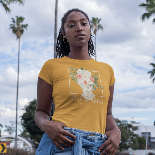 THE FLOURISHING MIND WOMEN'S TEE | GOLD - DESERT PINK