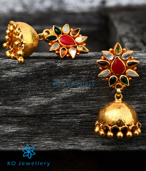The Kriti Silver Navratna Jhumkas