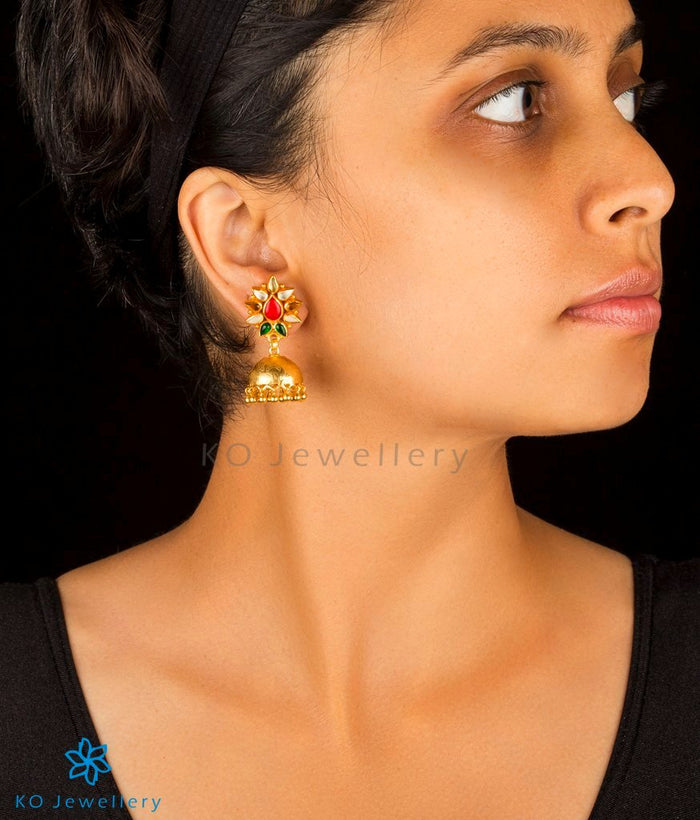 The Kriti Silver Navratna Jhumkas