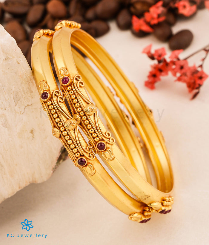 The Kumudini Antique Silver Coorgi Bangle-Single (Size 2.2/2.4/2.6/2.8)