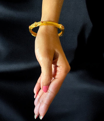 The Kumudini Antique Silver Coorgi Bangle-Single (Size 2.2/2.4/2.6/2.8)