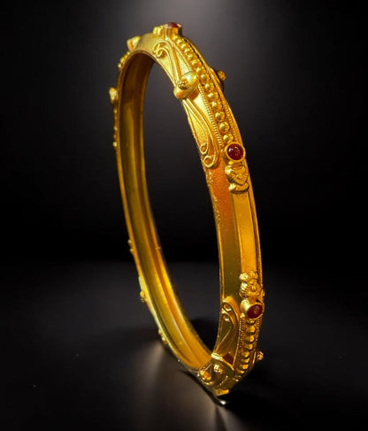 The Kumudini Antique Silver Coorgi Bangle-Single (Size 2.2/2.4/2.6/2.8)