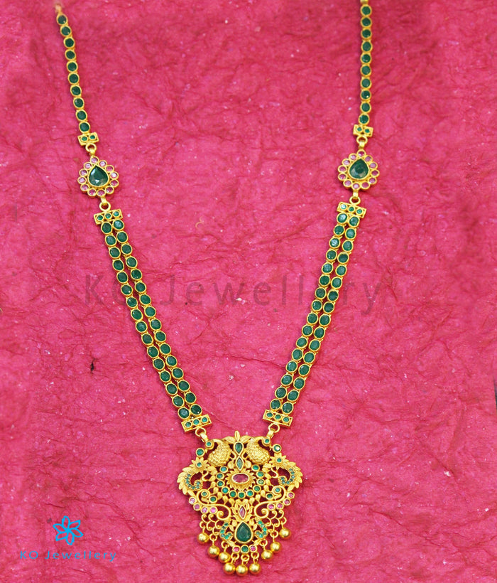 The Madhurya Silver Peacock Kempu Necklace