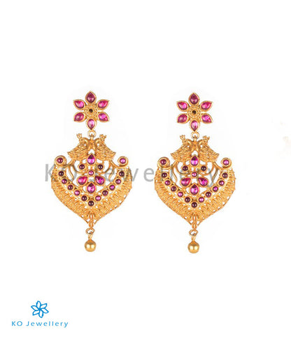The Marala Silver Peacock Earrings(Red)