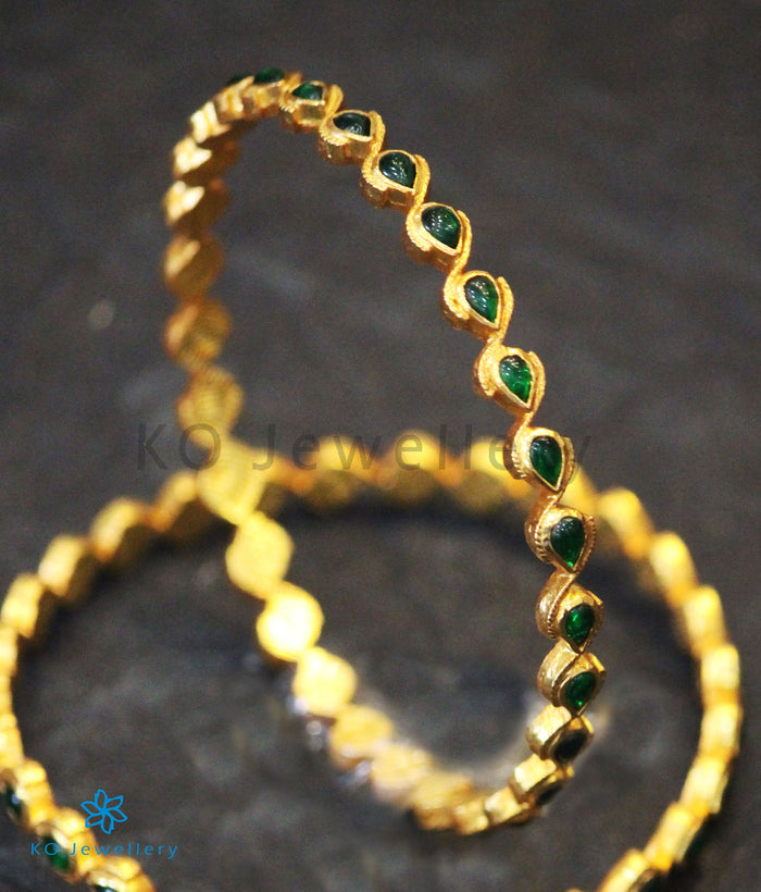 The Piyali Silver Green Kempu Bangle- Single (Size 2.2/2.4/2.6/2.8)