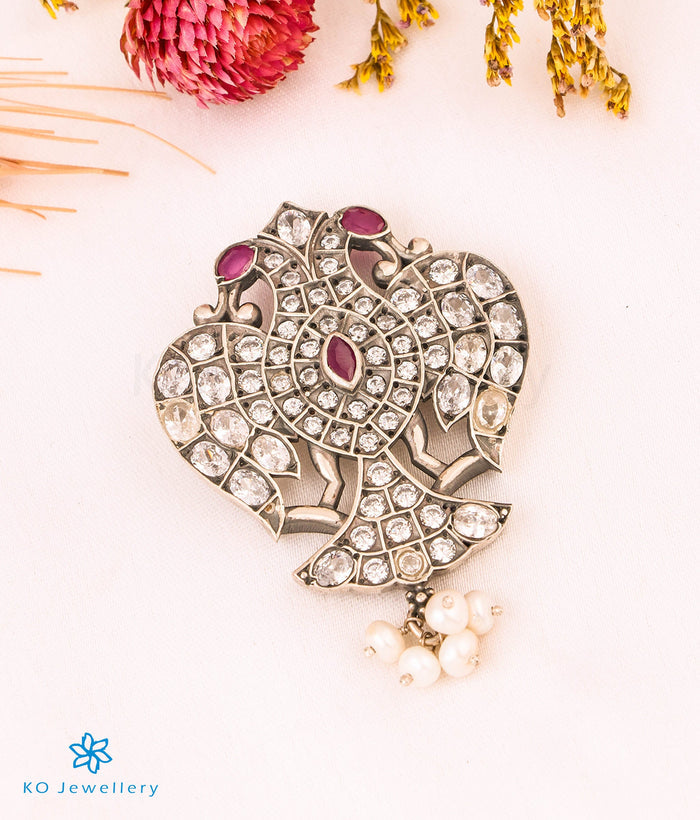 The Ramyati Silver Gandaberunda Pendant (White)