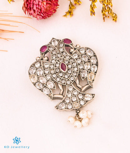 The Ramyati Silver Gandaberunda Pendant (White)