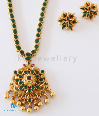 The Samaira Silver Peacock Kemp Necklace (Green)