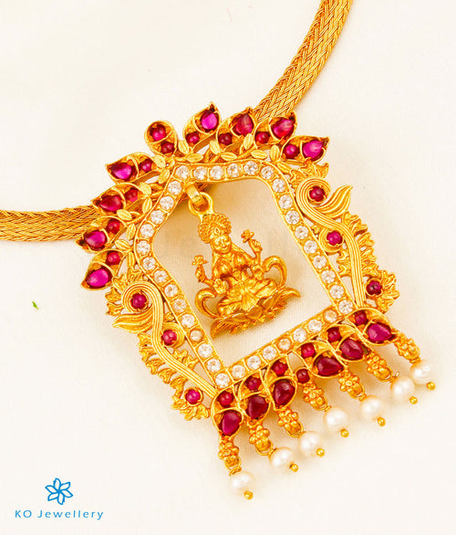 The Sanidhya Silver Lakshmi Pendant (Red/White)