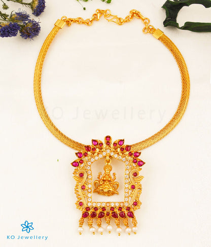 The Sanidhya Silver Lakshmi Pendant (Red/White)