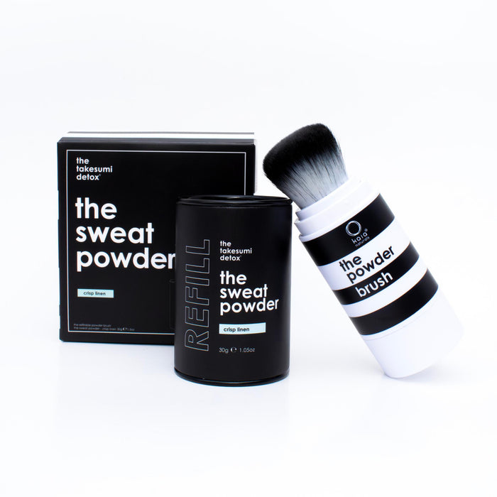 Kaia Naturals-The Takesumi Detox The Sweat Powder Brush + Refill Set - Crisp Linen-Body-crisplinenset-The Detox Market |