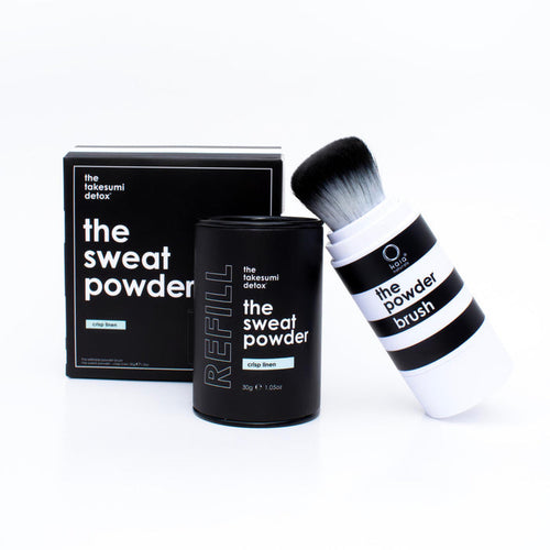 Kaia Naturals-The Takesumi Detox The Sweat Powder Brush + Refill Set - Crisp Linen-Body-crisplinenset-The Detox Market |