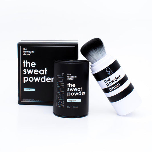 Kaia Naturals-The Takesumi Detox The Sweat Powder Brush + Refill Set - Crisp Linen-Body-crisplinenset-The Detox Market |