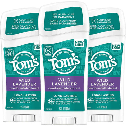 Tom's of Maine Long-Lasting Aluminum-Free Natural Deodorant for Women, Wild Lavender, 2.25 oz. 3-Pack