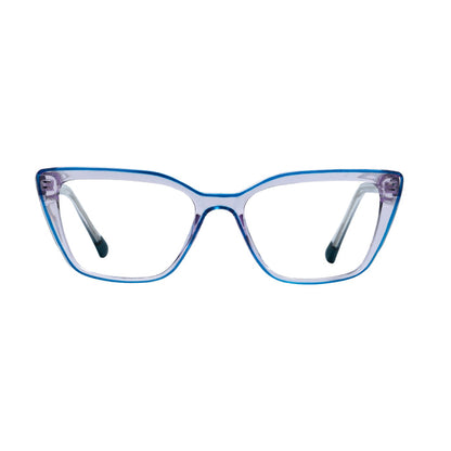 Transparent White & Blue Cat Eye Full Rim