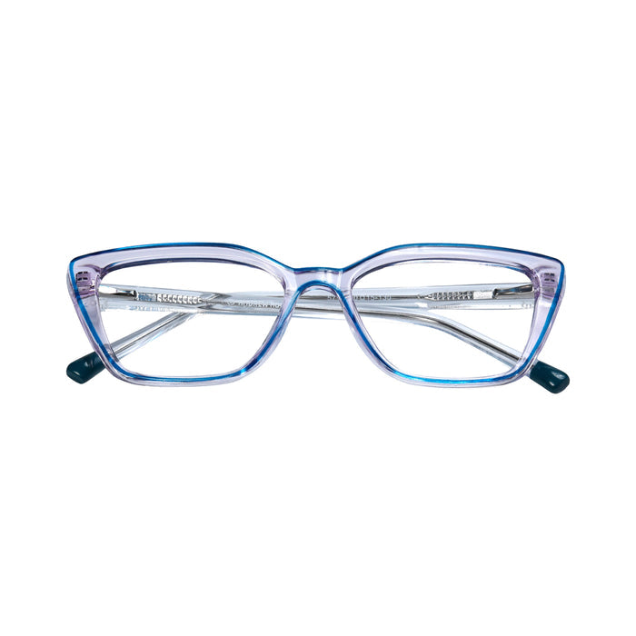 Transparent White & Blue Cat Eye Full Rim